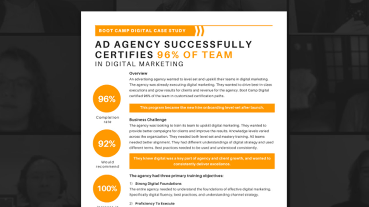 Ad Agency Digital Marketing Training Case Study | Boot Camp Digital