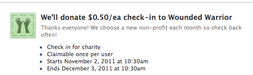 Check in for charity november