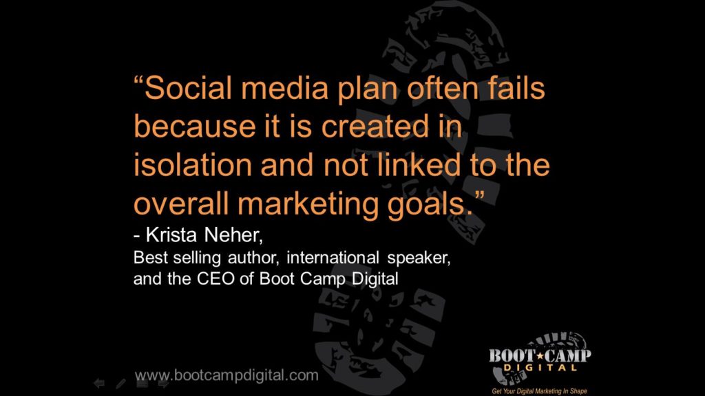 social media plan often fails because it is created in isolation and not linked to the overall marketing goals