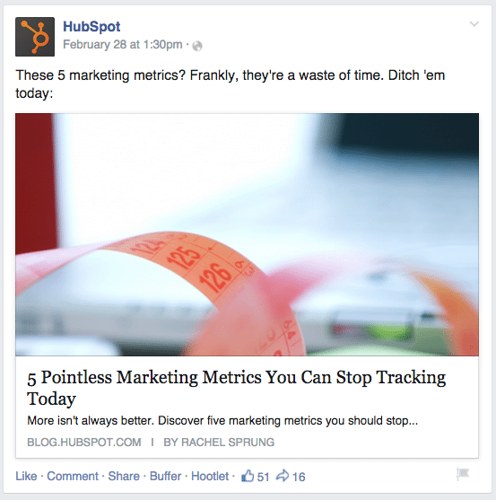 Hubspot facebook post