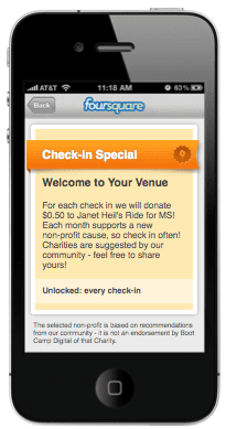 check in special on foursquare