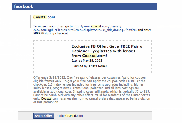 Facebook Coupon in Email Screen shot 2012 05 22 at 7.55.00 PM