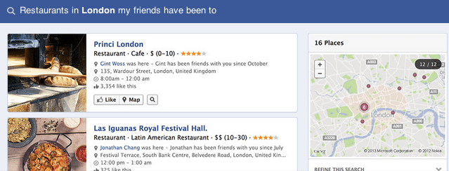Facebook Graph Search Results