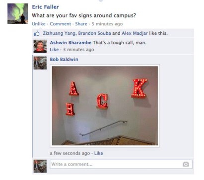 Facebook comments and photos