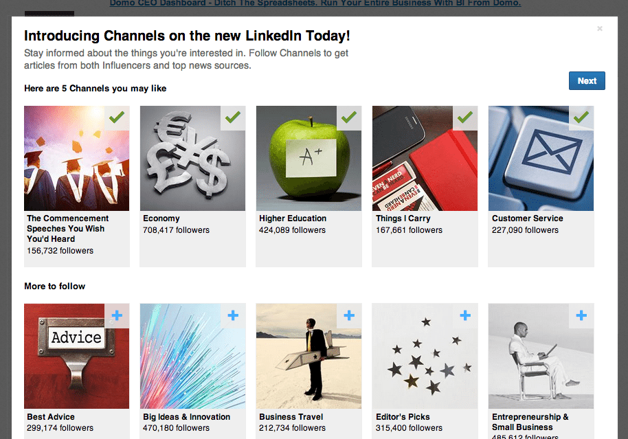 LinkedIn Today News Channels and Categories