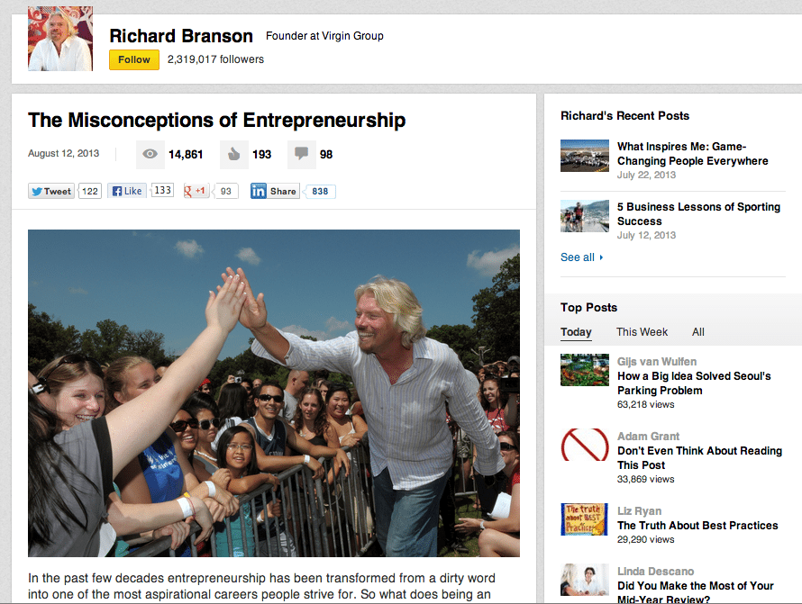 Example of LinkedIn News Published on LinkedIn