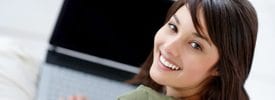 computer girl smiling