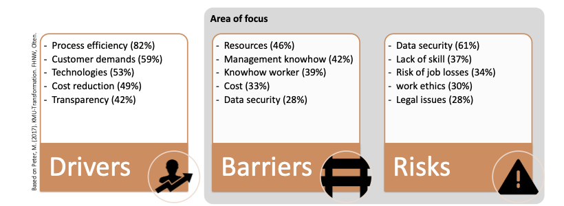 Digital transformation drivers, barriers and risks