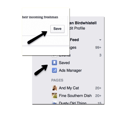 Facebook Save Links